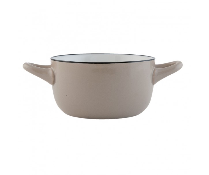 Miska s oušky Enamel Look grey - 16*11*6 cm / 0,3 L Clayre & Eef