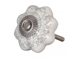 Keramicka úchytka šedý ornament - Ø 4.5 cm