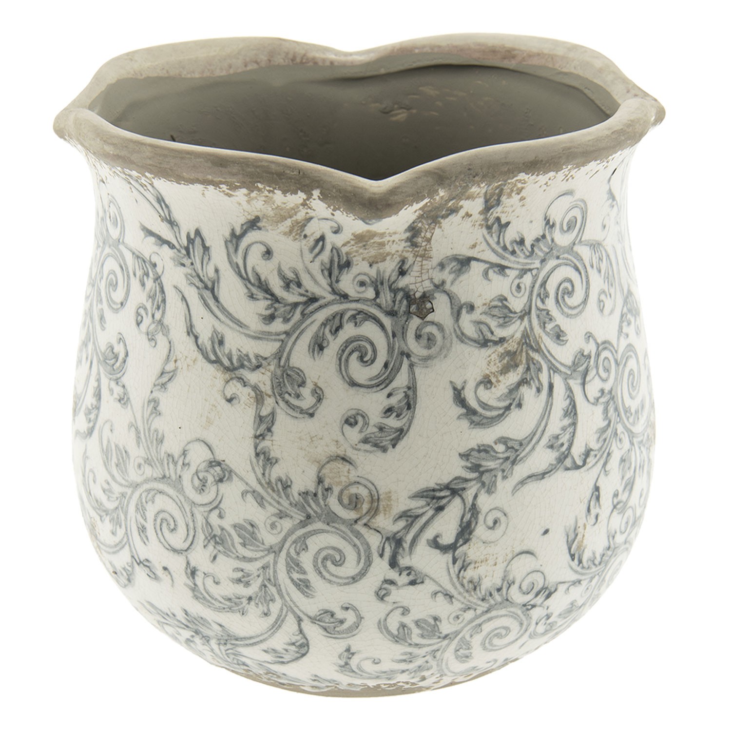 Keramický obal na květináč s ornamenty - Ø 18*17 cm