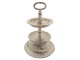 Krémový vintage kovový etažér s patinou - Ø 22*34 cm Clayre & Eef