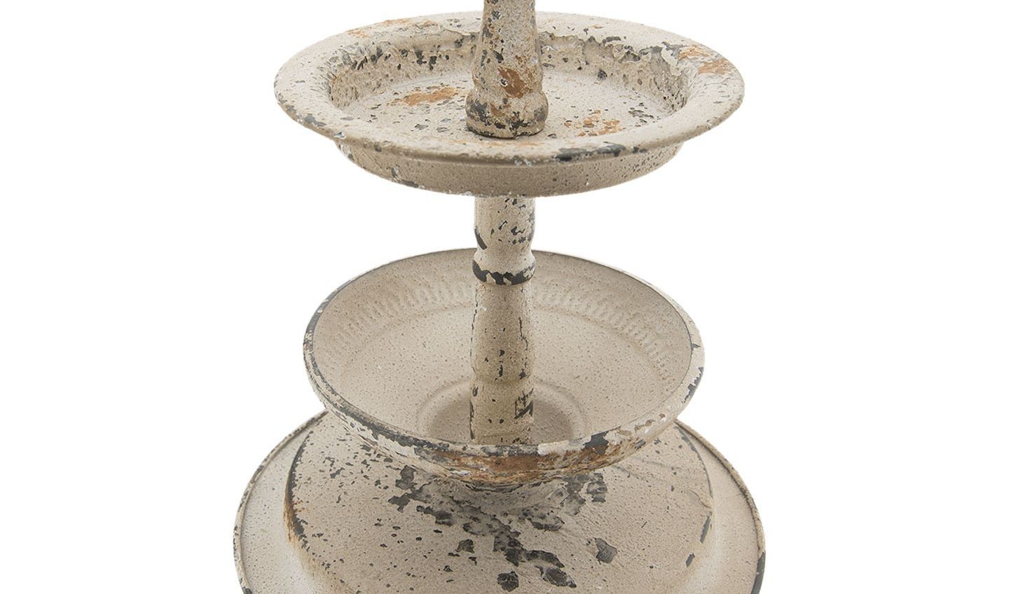 Krémový vintage kovový etažér s patinou - Ø 22*34 cm Clayre & Eef Krémový vintage kovový etažér s patinou - Ø 22*34 cm Clayre & Eef