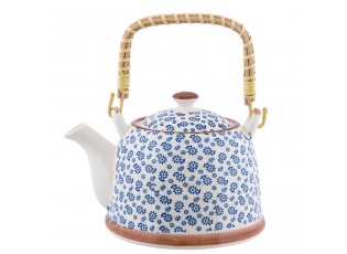 Konvička se sítkem modrá kvítka - 18*14*12 cm / 0,7L