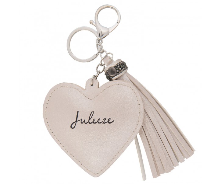 Přívěsek na klíče Heart tassel white Juleeze