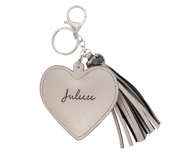 Přívěsek na klíče Heart tassel silver Juleeze