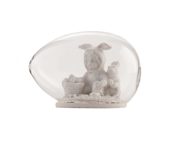 Velikonoční dekorace vajíčko se zajíčkem - 8*6 cm Clayre & Eef