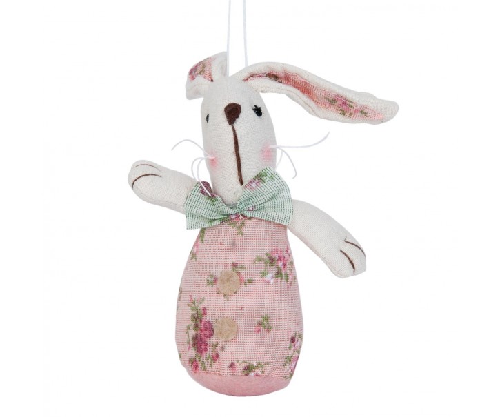 Závěsná dekorace růžový Králík - 8*4*13 cm Clayre & Eef