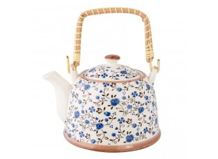 Konvička se sítkem modré kvítky - Ø 18*14*12 cm / 0,7L