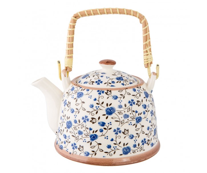 Konvička se sítkem modré kvítky - Ø 18*14*12 cm / 0,7L Clayre & Eef