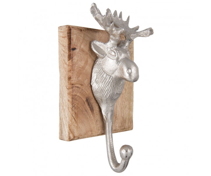 Stříbrný háček s hlavou Losa - 12*7*25 cm Clayre & Eef