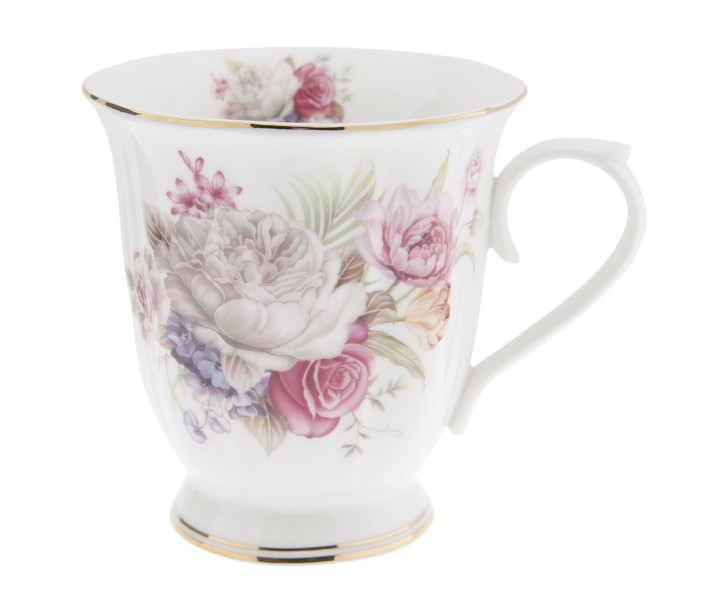 Porcelánový hrnek s květy - Ø 12*9*10 cm Clayre & Eef