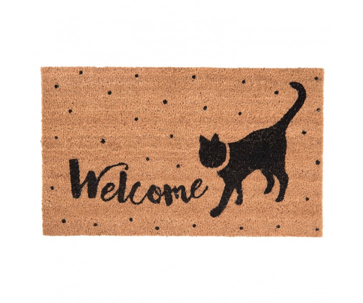 Kokosová rohožka Welcome Cat - 75*45 cm Clayre & Eef