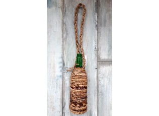Skleněná zelená láhev na zavěšení - Ø 8*29 cm