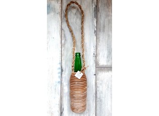 Skleněná zelená láhev na zavěšení - Ø 8*29 cm