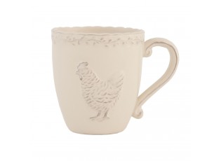 Béžový keramický hrnek s dekorem slepičky Chicken Rustic - 13*9*10 cm