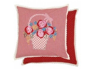 Povlak na polštář Flower Basket red s výšivkou - 40*40cm