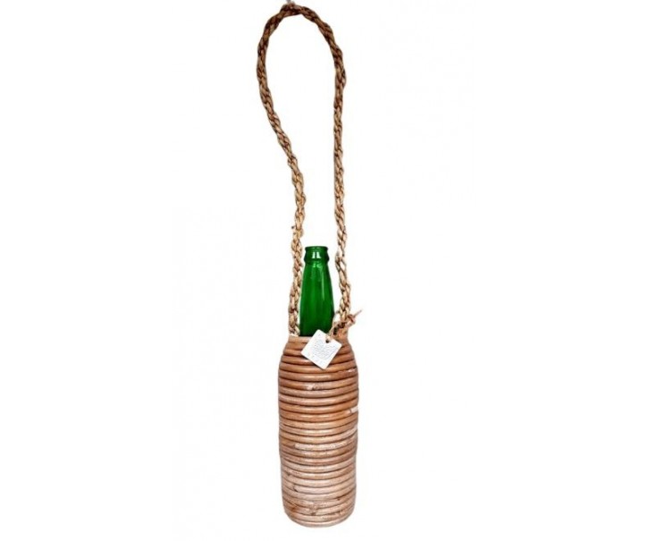 Skleněná zelená láhev na zavěšení - Ø 8*29 cm Ostatn&iacute;