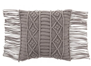 Polštář Macrame Taupe s třásněmi - 45*45 cm