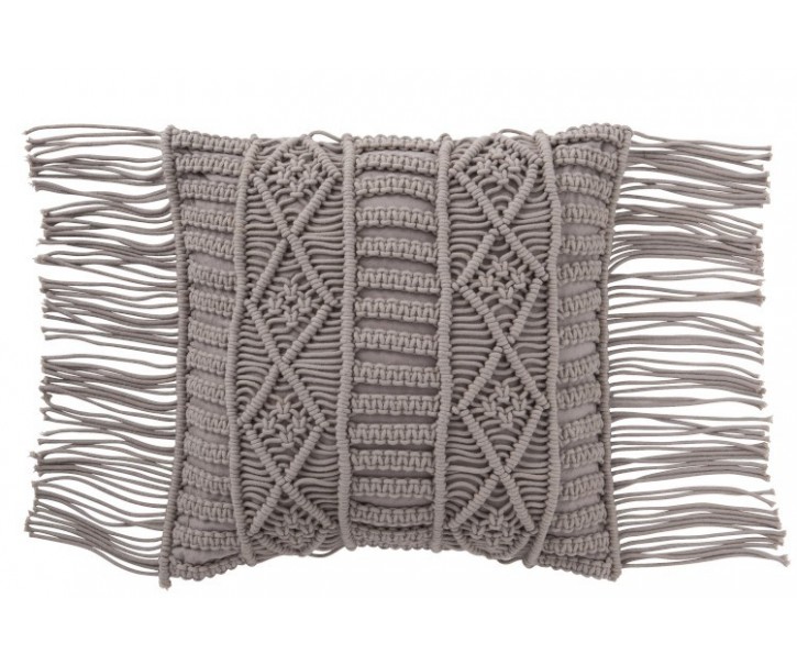Polštář Macrame Taupe s třásněmi - 45*45 cm J-Line by Jolipa