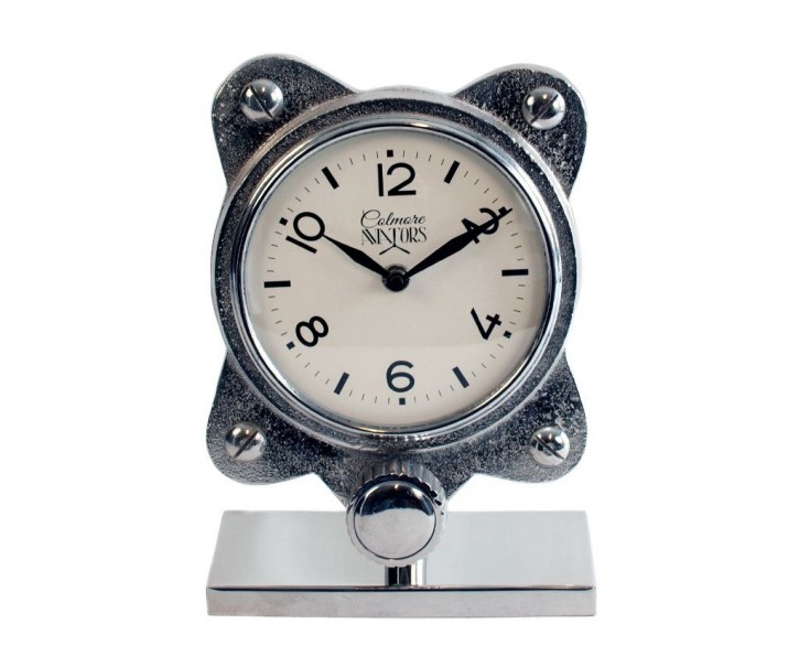 Stolní kovové stříbrné hodiny - 19cm Colmore by Diga