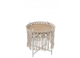 Kovový odkládací Boho stolek Ecru - Ø 37*40cm