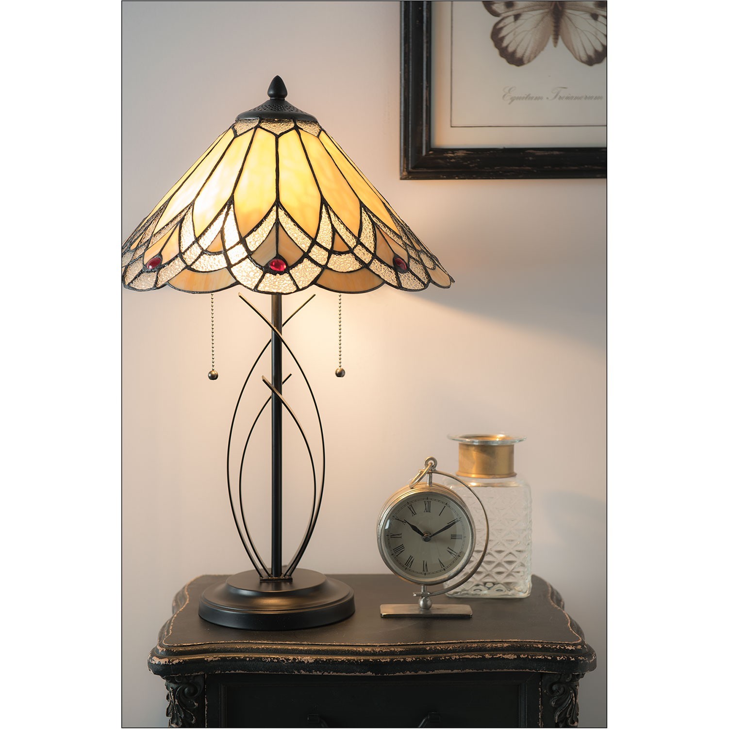 Stolní lampa Tiffany Peaceful - 40*60 cm 2x E27/60W Clayre & Eef Stolní lampa Tiffany Peaceful - 40*60 cm 2x E27/60W Clayre & Eef