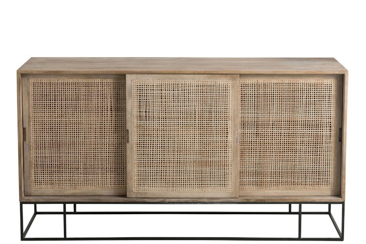 Dřevěná komoda s dvířky Woven - 160*45*85cm J-Line by Jolipa Dřevěná komoda s dvířky Woven - 160*45*85cm J-Line by Jolipa
