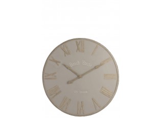 Béžové nástěnné kovové hodiny Beach House - Ø92cm