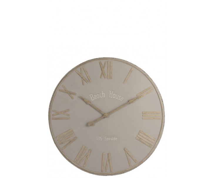 Béžové nástěnné kovové hodiny Beach House - Ø92cm J-Line by Jolipa