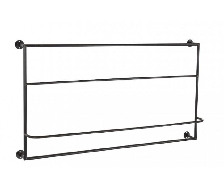 Černý nástěnný věšák na ručníky - 93*16*53 cm J-Line by Jolipa