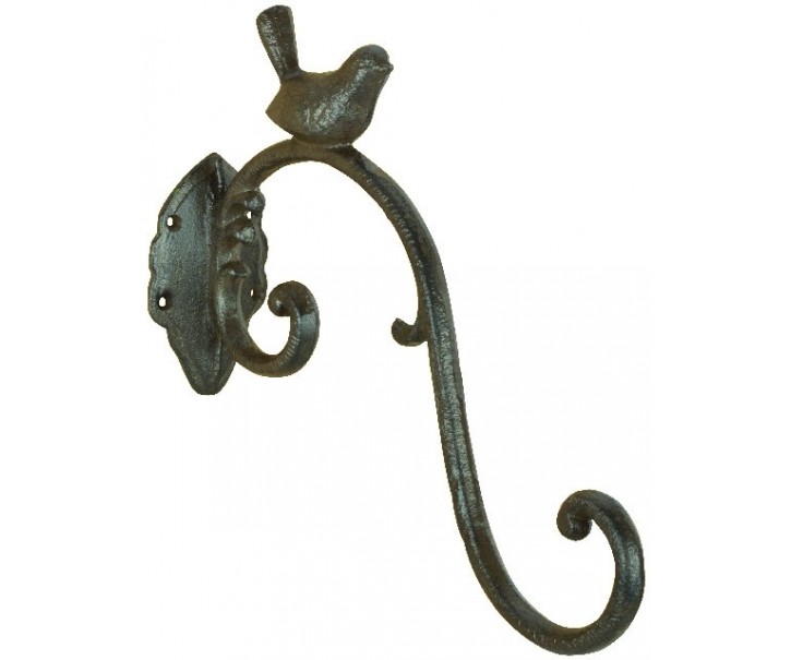 Kovový nástěnný hák s ptáčkem - 6,7*27,4*24 cm Esschert design