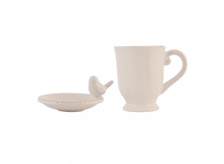 Keramický hrneček s mističkou Bird - Ø 9*4 / 12*8*11 cm / 0.3 L
