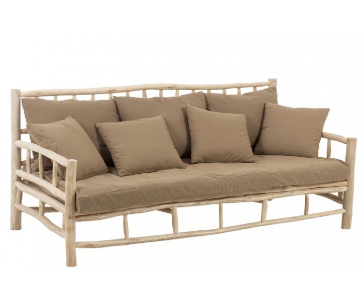 Hnědá 3-místná dřevěná pohovka Teak - 200*100*93 cm J-Line by Jolipa