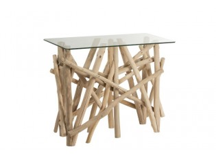 Konzolový dřevěný stůl se skleněnou deskou Branch - 96*47*77cm
