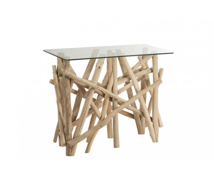 Konzolový dřevěný stůl se skleněnou deskou Branch - 96*47*77cm J-Line by Jolipa