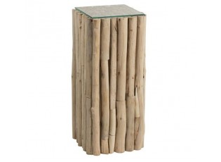 Odkládací dřevěný stolek se skleněnou deskou Branch - 33*33*75cm