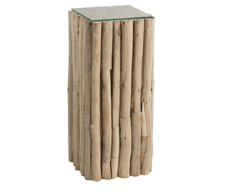 Odkládací dřevěný stolek se skleněnou deskou Branch - 33*33*75cm J-Line by Jolipa