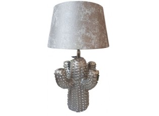 Stříbrná kovová stolní lampa Cactus -Ø 25*43 cm/ E27