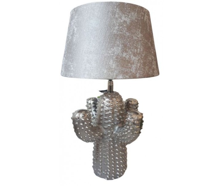 Stříbrná kovová stolní lampa Cactus -Ø 25*43 cm Colmore by Diga