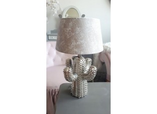 Stříbrná kovová stolní lampa Cactus -Ø 25*43 cm/ E27