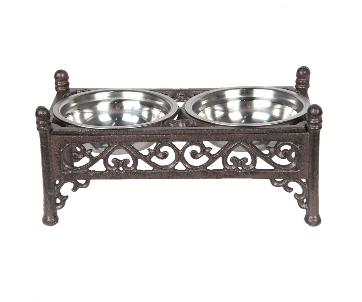 Kovové hnědé misky pro psy - 28*15*13 cm Clayre & Eef
