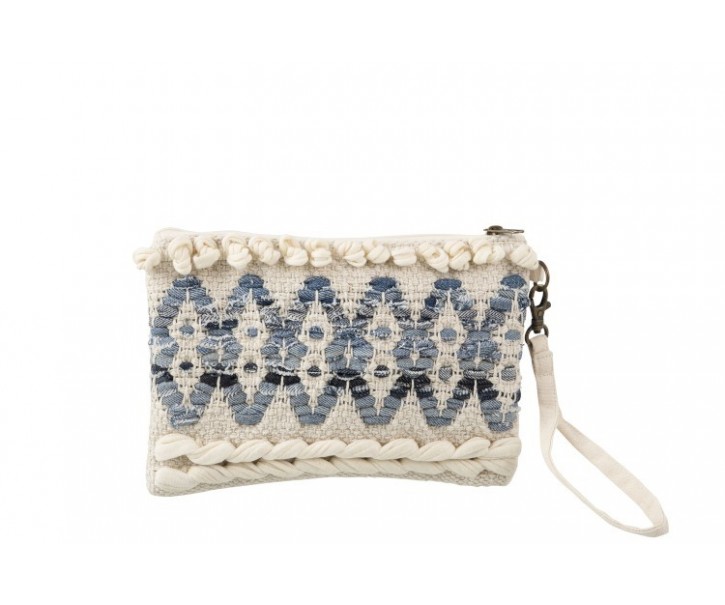 Modro-krémová kabelka do ruky Denim - 25*17cm J-Line by Jolipa