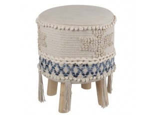 Modro-krémová stolička - podnožka Denim - 30*45cm