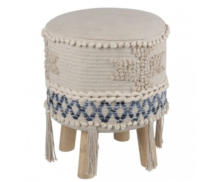 Modro-krémová stolička - podnožka Denim - 30*45cm J-Line by Jolipa
