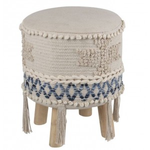 Modro-krémová stolička - podnožka Denim - 30*45cm