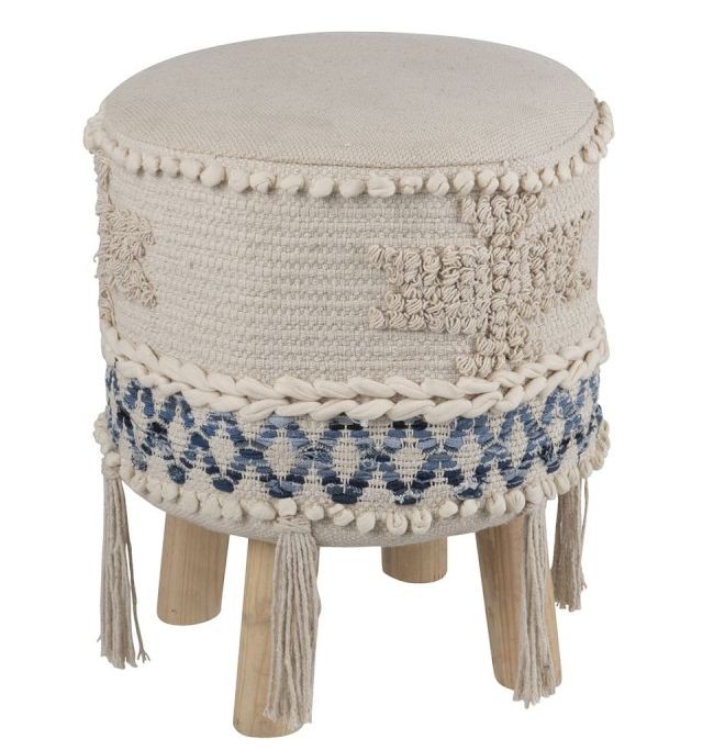Modro-krémová stolička - podnožka Denim - 30*45cm