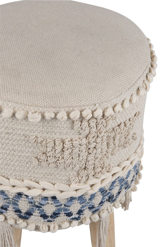 Modro-krémová stolička - podnožka Denim - 30*45cm J-Line by Jolipa Modro-krémová stolička - podnožka Denim - 30*45cm J-Line by Jolipa