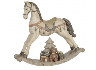 Béžová antik dekorace houpací koník Rocking Horse - 29*6*27 cm