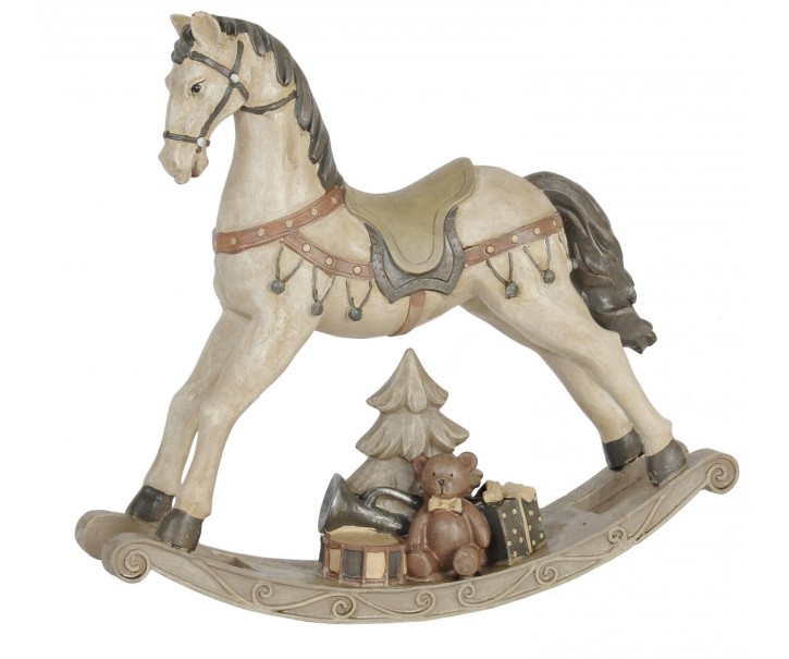 Béžová antik dekorace houpací koník Rocking Horse - 29*6*27 cm Clayre & Eef