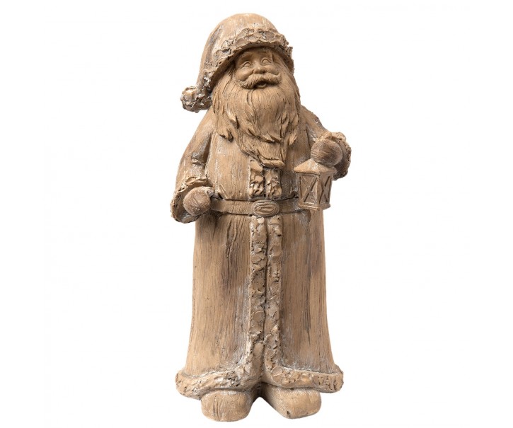 Hnědá dekorace Santa s lucernou - 11*9*24 cm Clayre & Eef