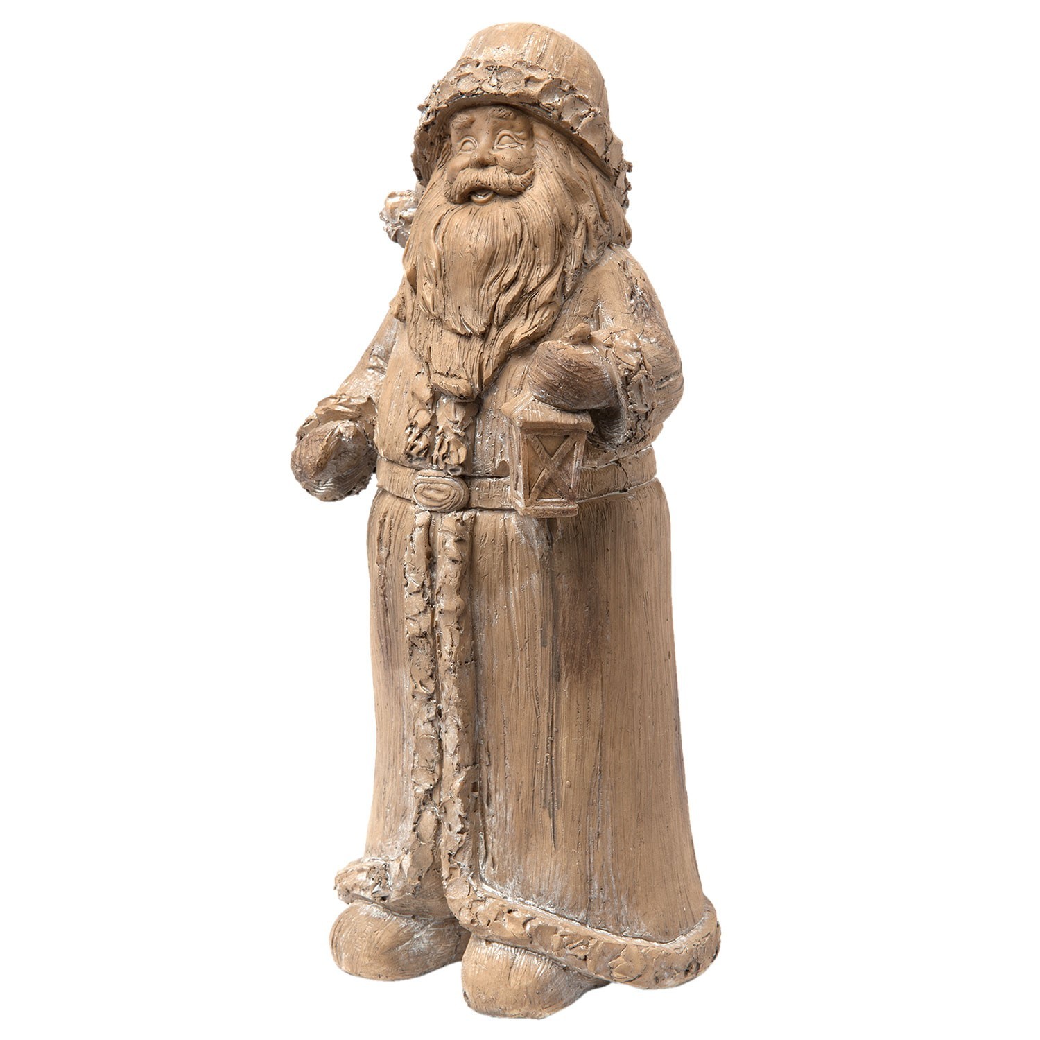 Hnědá dekorace Santa s lucernou - 11*9*24 cm Clayre & Eef Hnědá dekorace Santa s lucernou - 11*9*24 cm Clayre & Eef